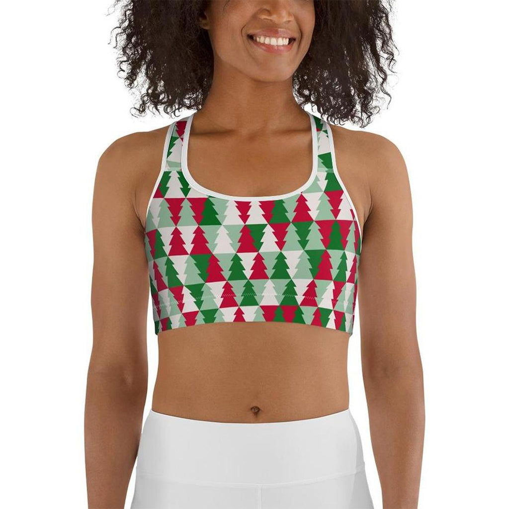 Christmas Tree Pattern Sports Bra