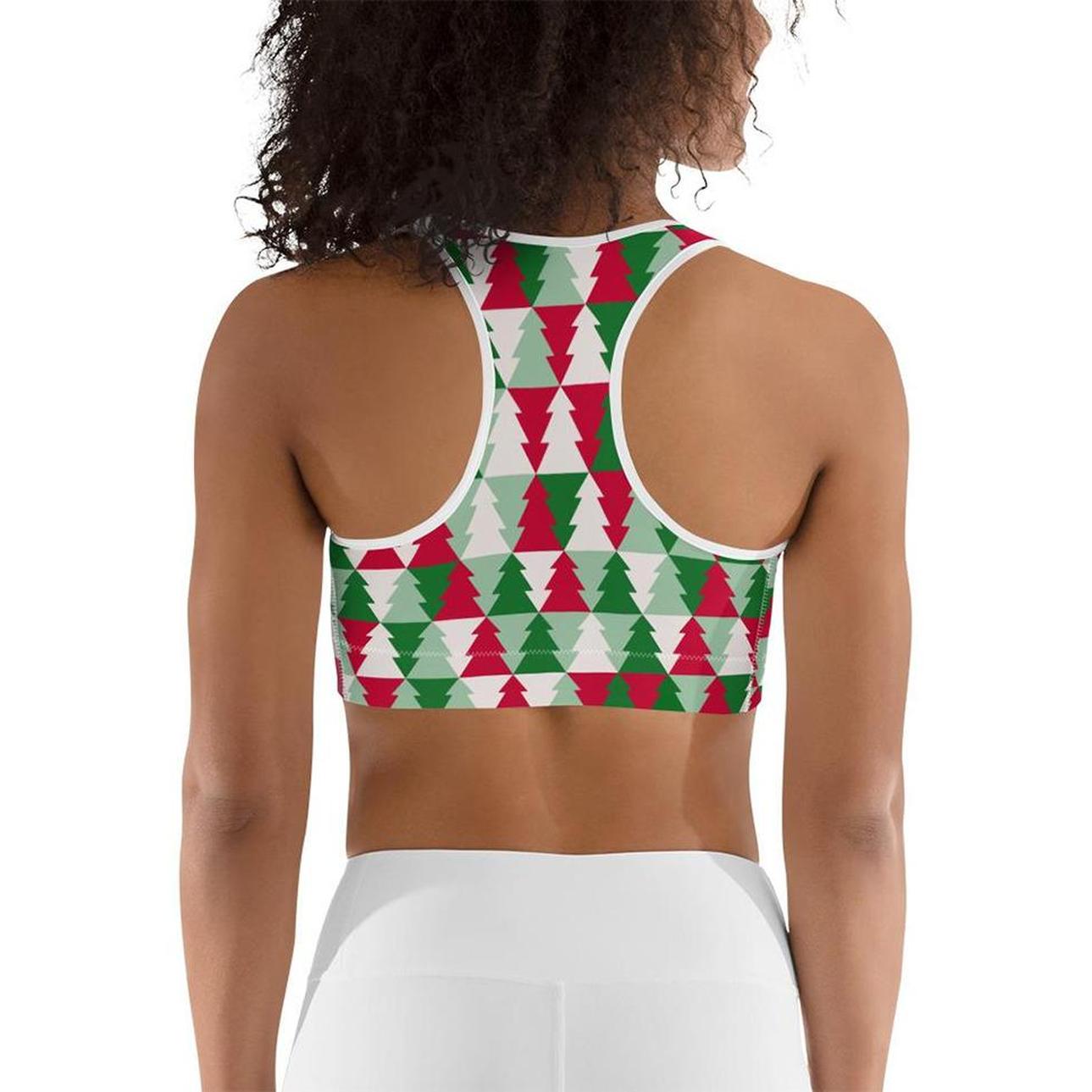 Christmas Tree Pattern Sports Bra