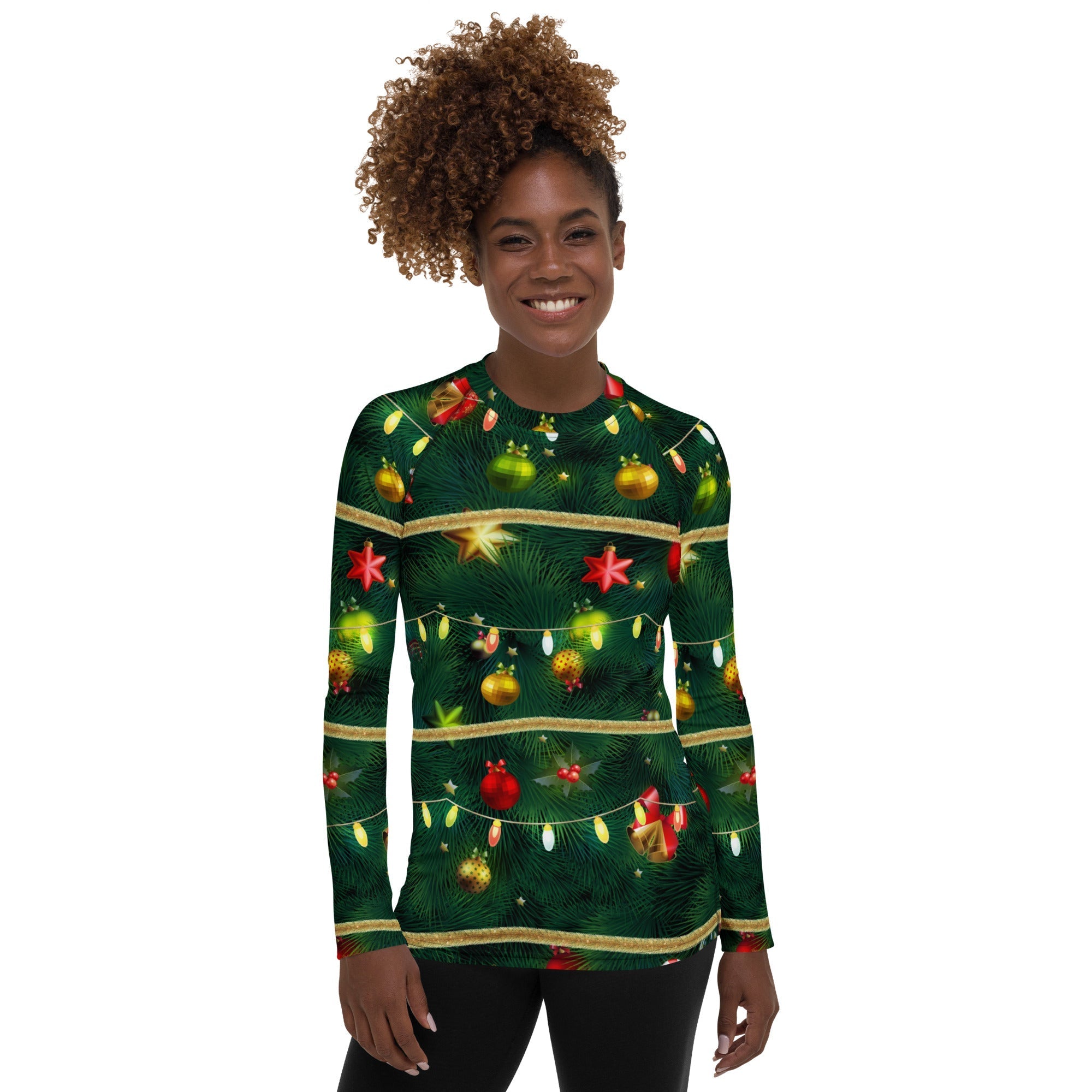 Christmas Tree Rash Guard: Women's Christmas Outfits | FIERCEPULSE