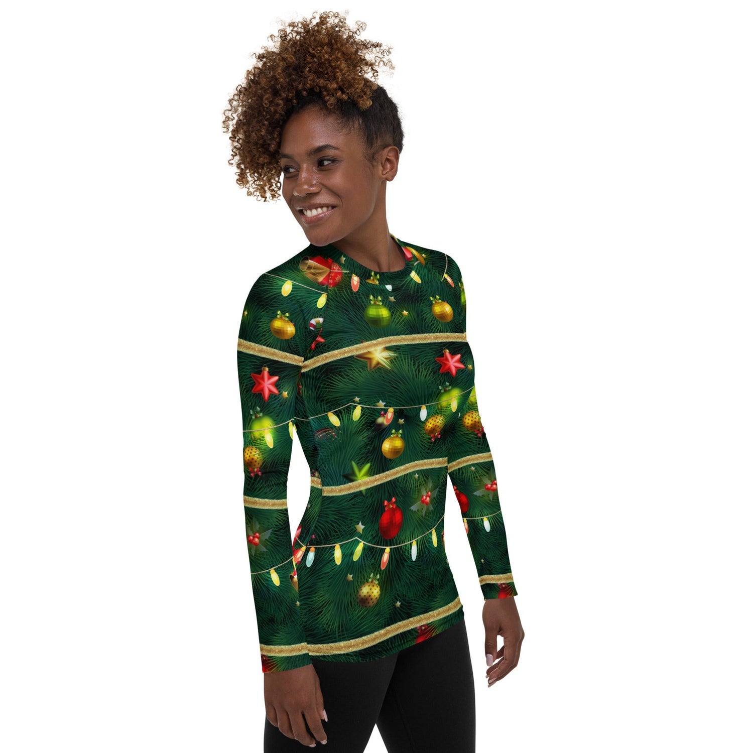 Christmas Tree Rash Guard Women's Christmas Outfits FIERCEPULSE