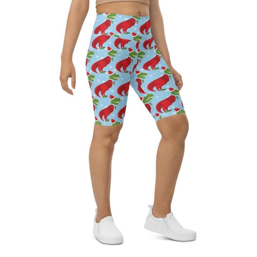 Christmassy Dinosaurs Biker Shorts