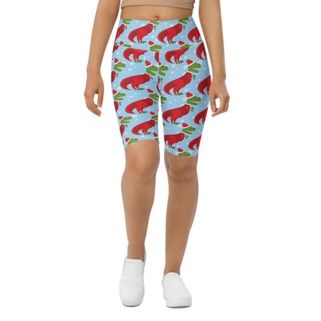 Christmassy Dinosaurs Biker Shorts