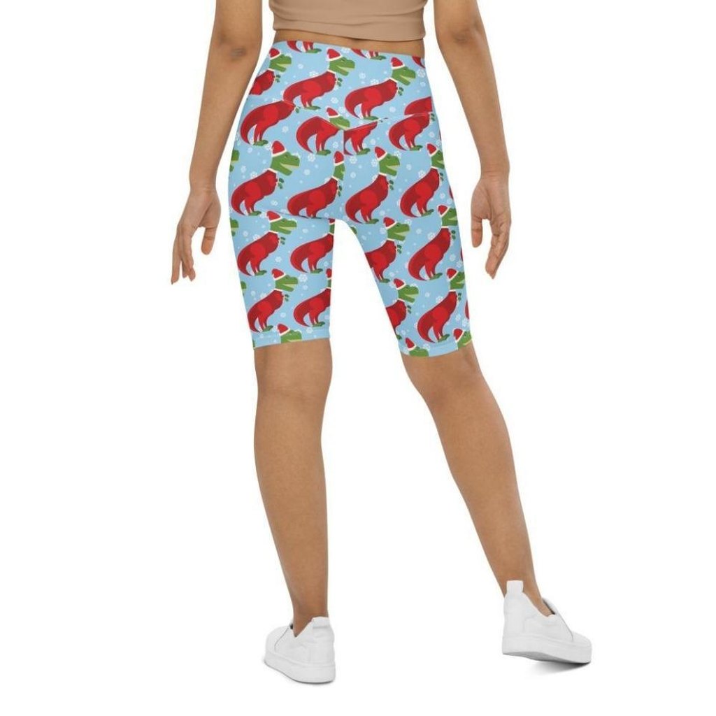 Christmassy Dinosaurs Biker Shorts