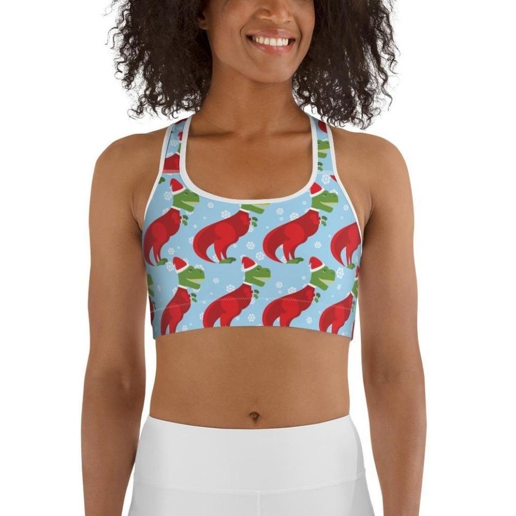 Christmassy Dinosaurs Sports Bra