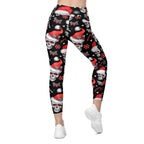 Christmassy Skulls Crossover Leggings With Pockets