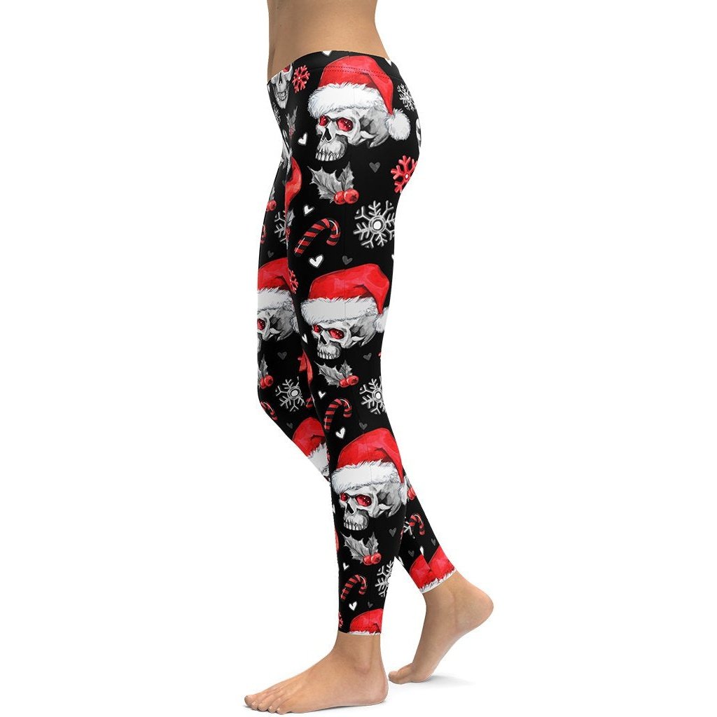Christmassy Skulls Leggings - FiercePulse - Premium Workout Leggings - Yoga Pants