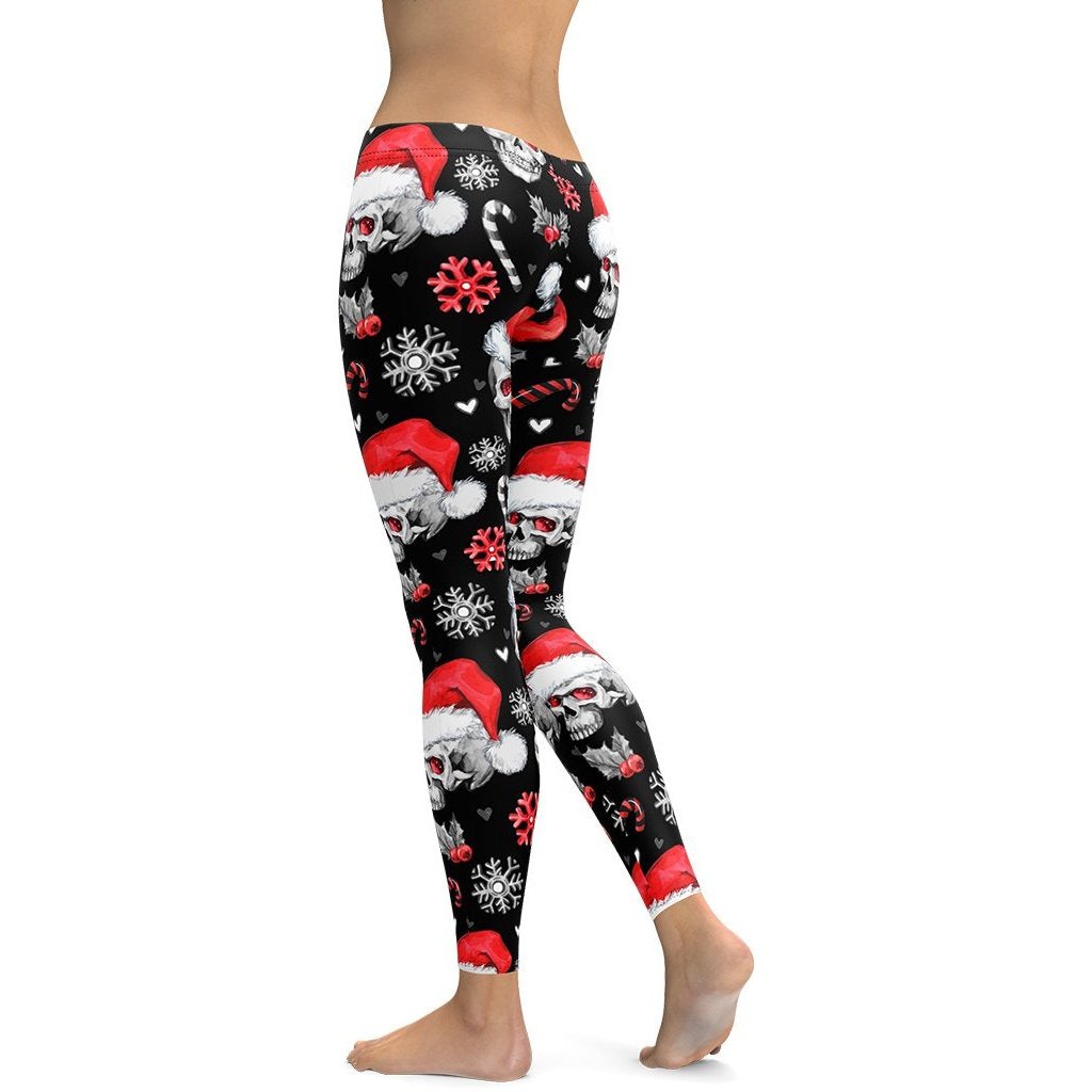 Christmassy Skulls Leggings - FiercePulse - Premium Workout Leggings - Yoga Pants