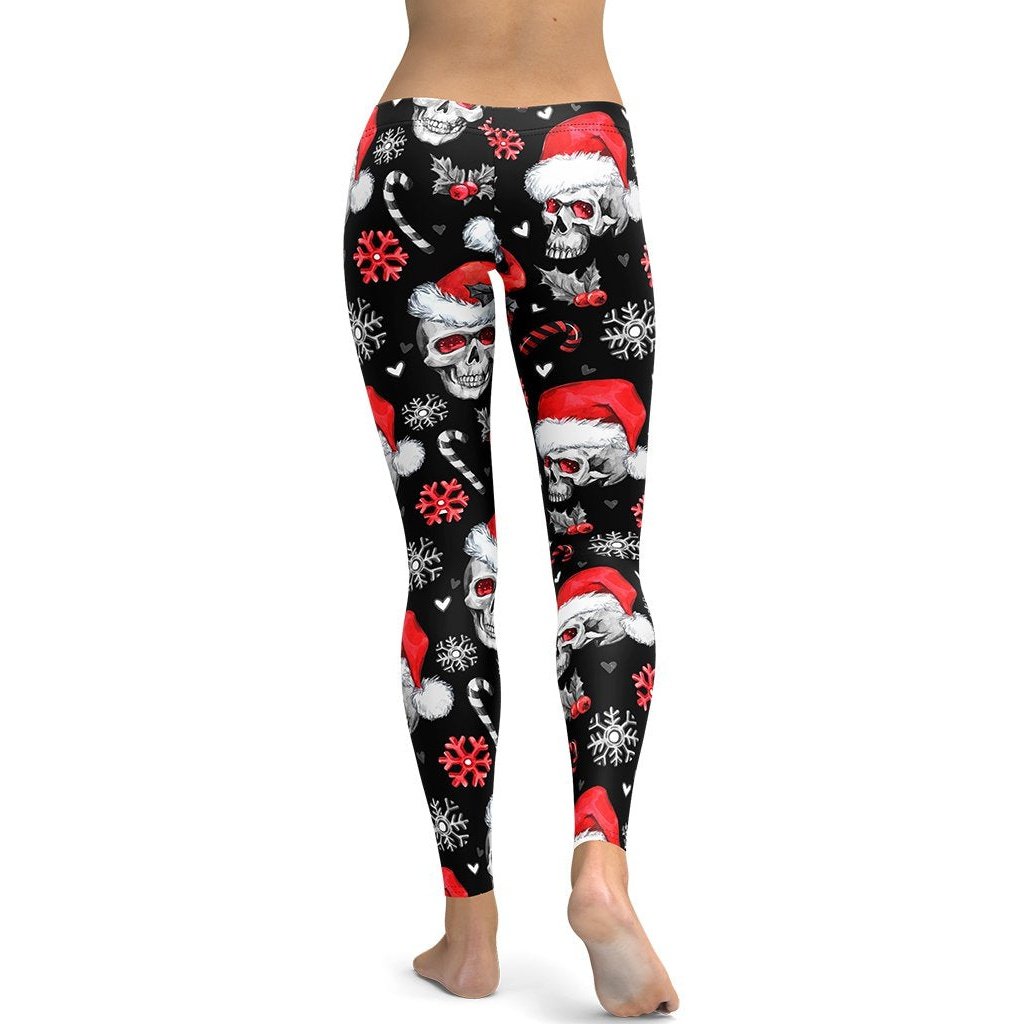 Christmassy Skulls Leggings - FiercePulse - Premium Workout Leggings - Yoga Pants