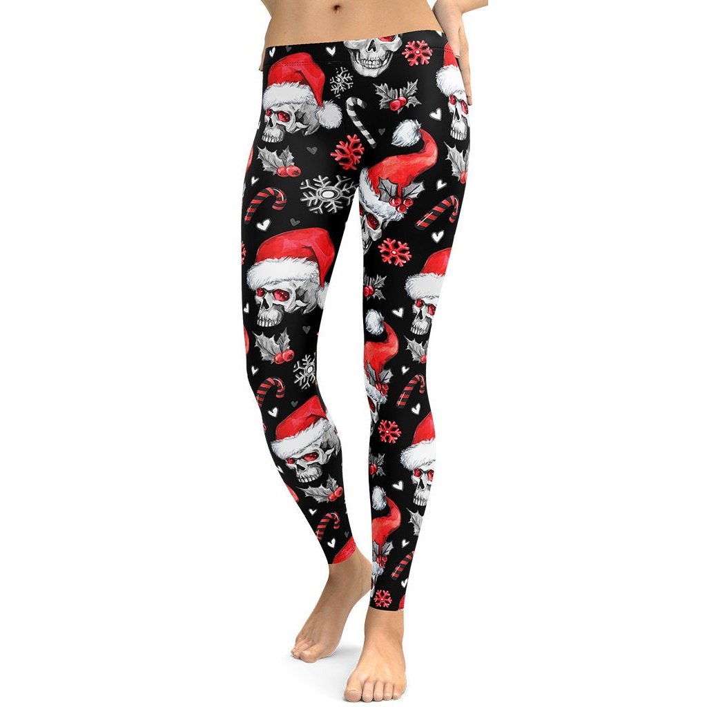 Christmassy Skulls Leggings - FiercePulse - Premium Workout Leggings - Yoga Pants