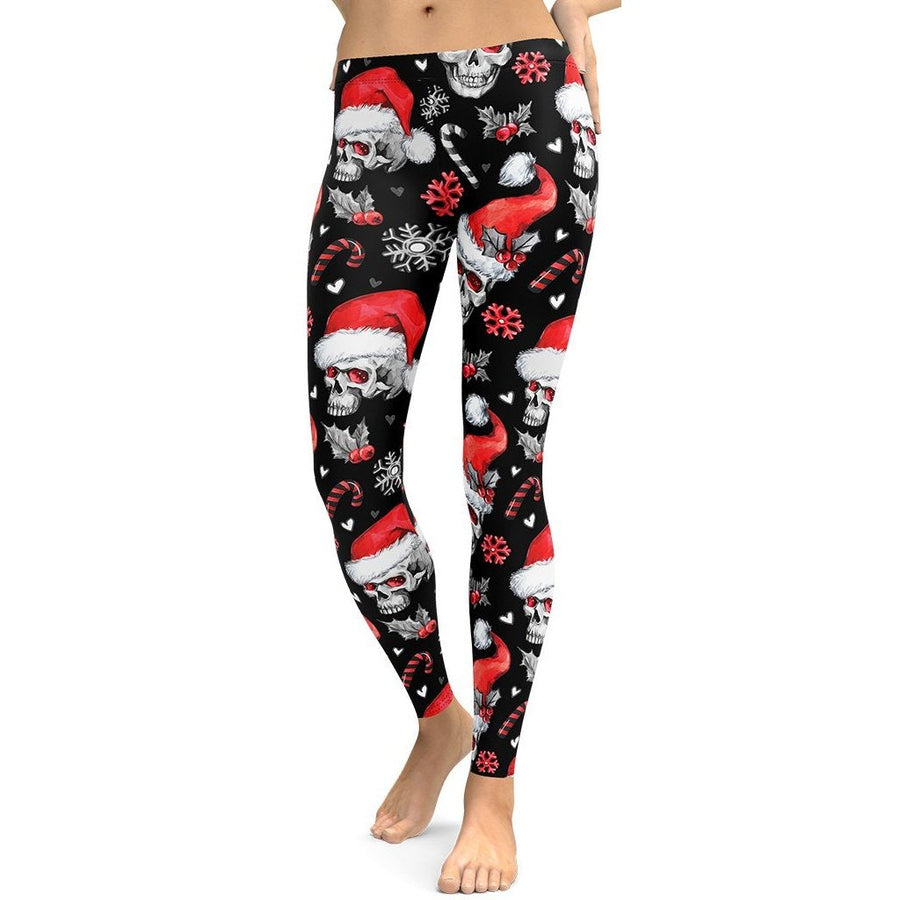 Christmassy Skulls Leggings: Women's Christmas Outfits | FIERCEPULSE