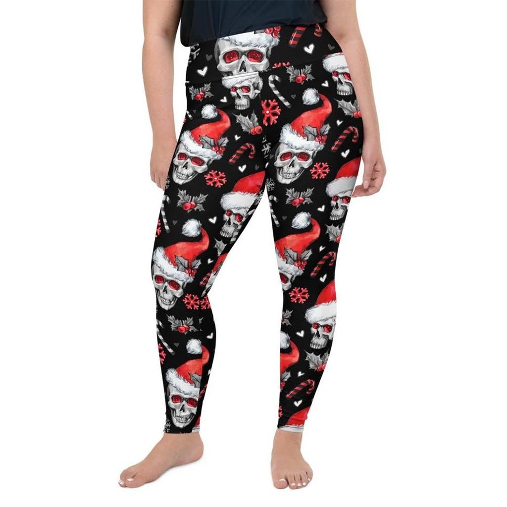 Christmassy Skulls Plus Size Leggings - FiercePulse - Premium Workout Leggings - Yoga Pants