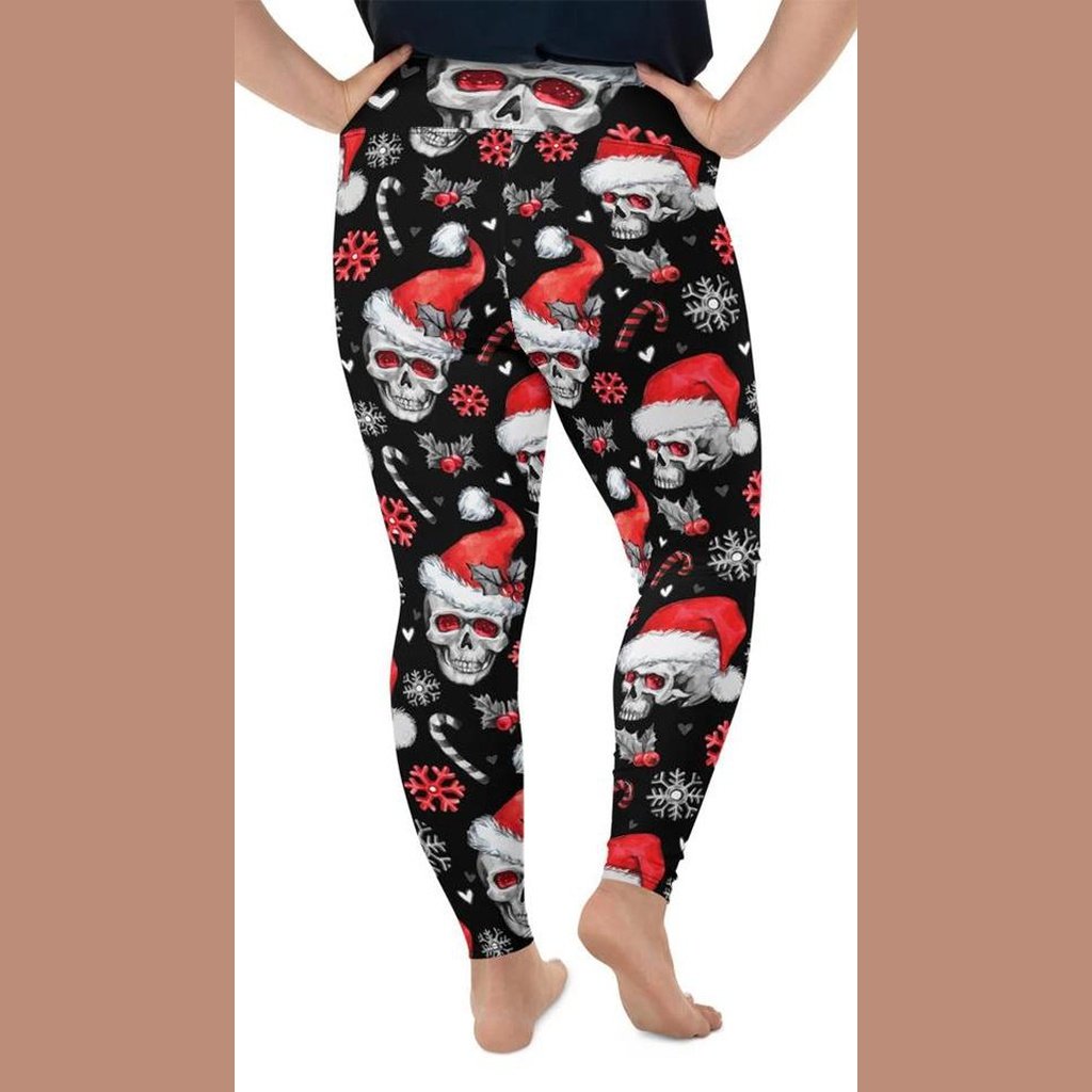 Christmassy Skulls Plus Size Leggings - FiercePulse - Premium Workout Leggings - Yoga Pants