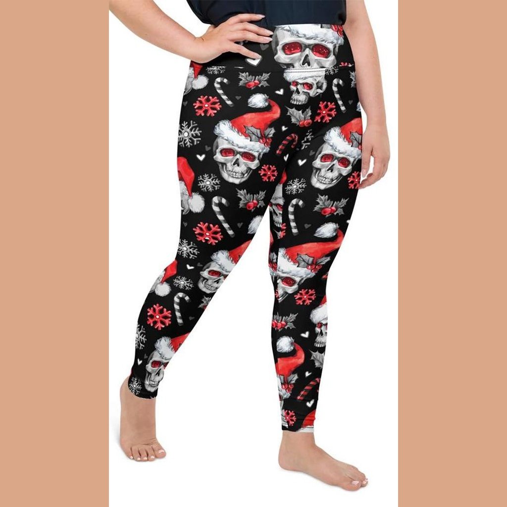 Christmassy Skulls Plus Size Leggings - FiercePulse - Premium Workout Leggings - Yoga Pants