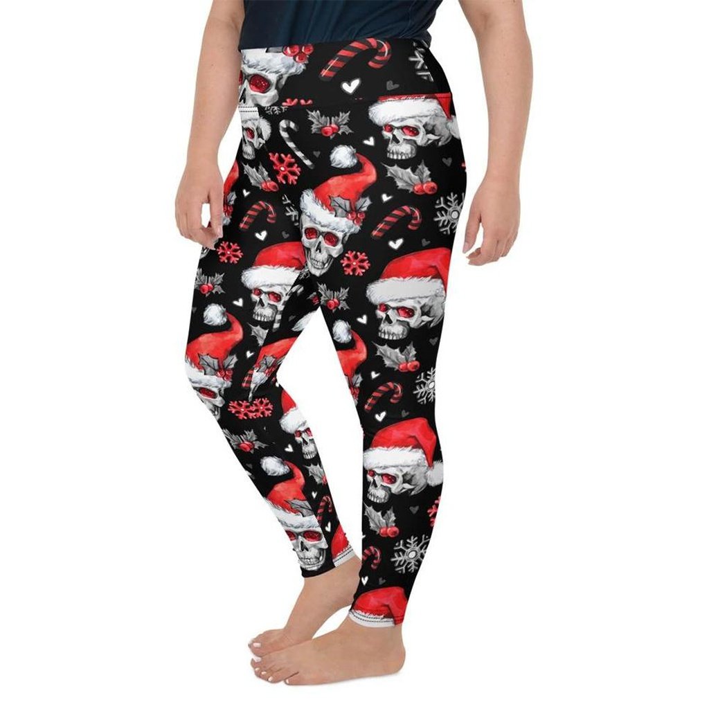 Christmassy Skulls Plus Size Leggings - FiercePulse - Premium Workout Leggings - Yoga Pants