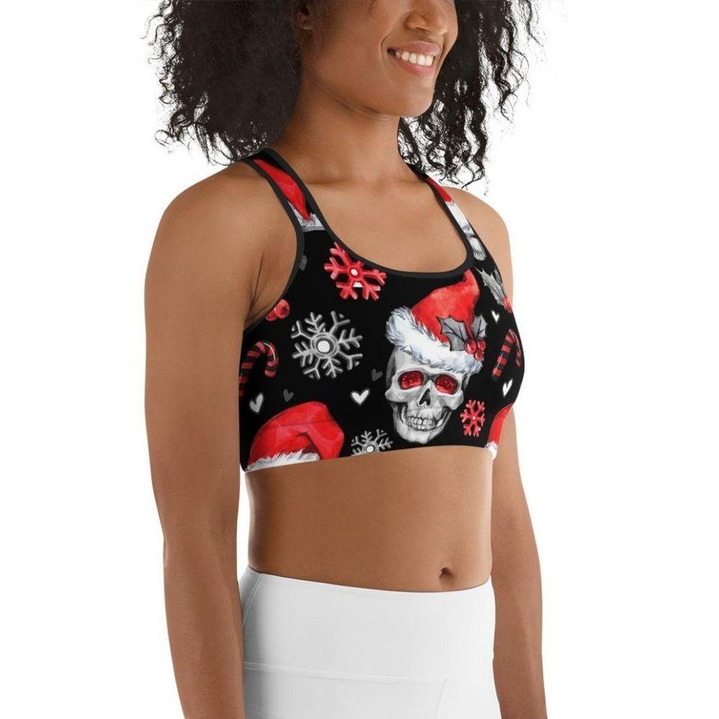 Christmassy Skulls Sports Bra