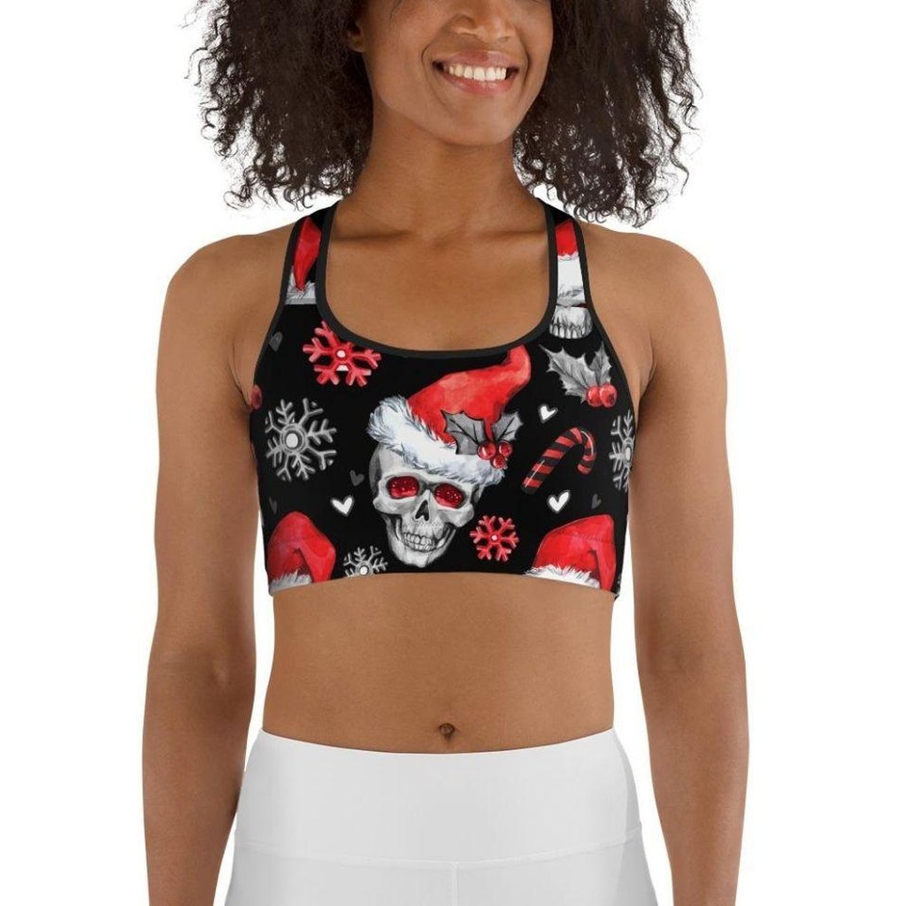 Christmassy Skulls Sports Bra