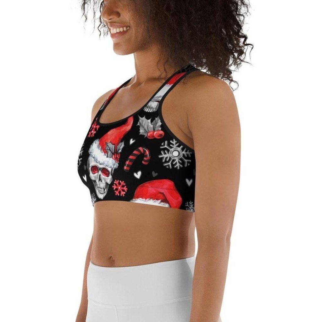 Christmassy Skulls Sports Bra