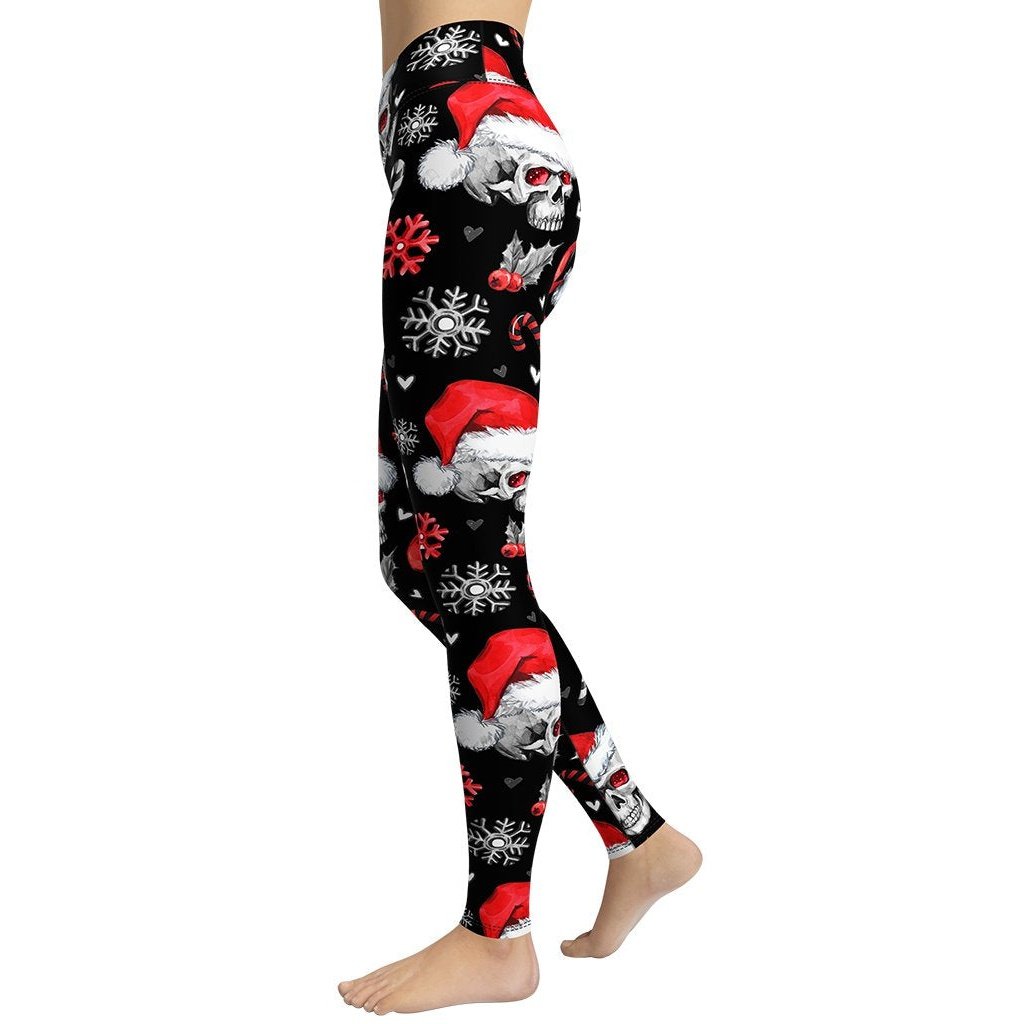Christmassy Skulls Yoga Leggings - FiercePulse - Premium Workout Leggings - Yoga Pants
