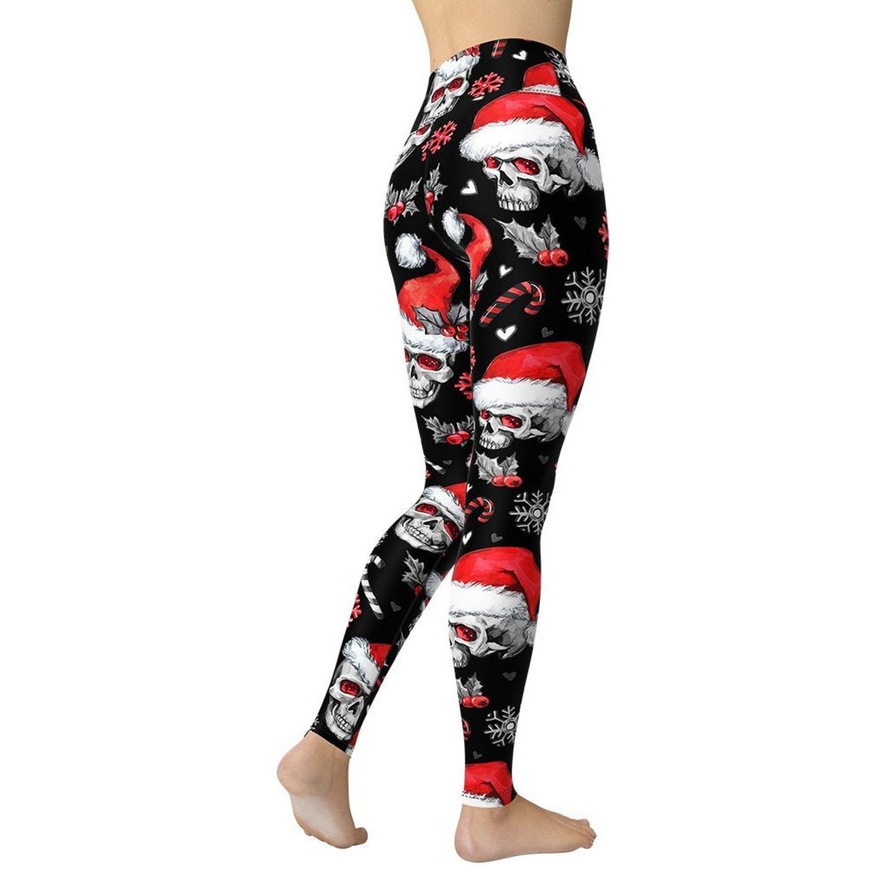 Christmassy Skulls Yoga Leggings - FiercePulse - Premium Workout Leggings - Yoga Pants