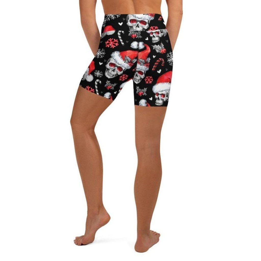 Christmassy Skulls Yoga Shorts