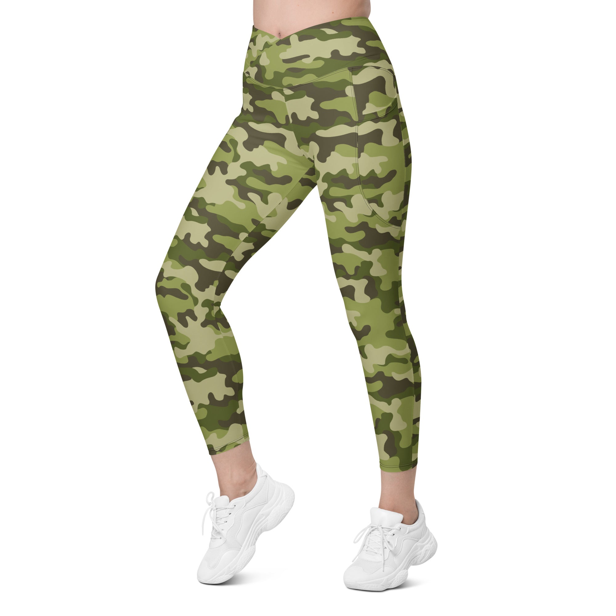 Classic Camo Crossover Leggings With Pockets