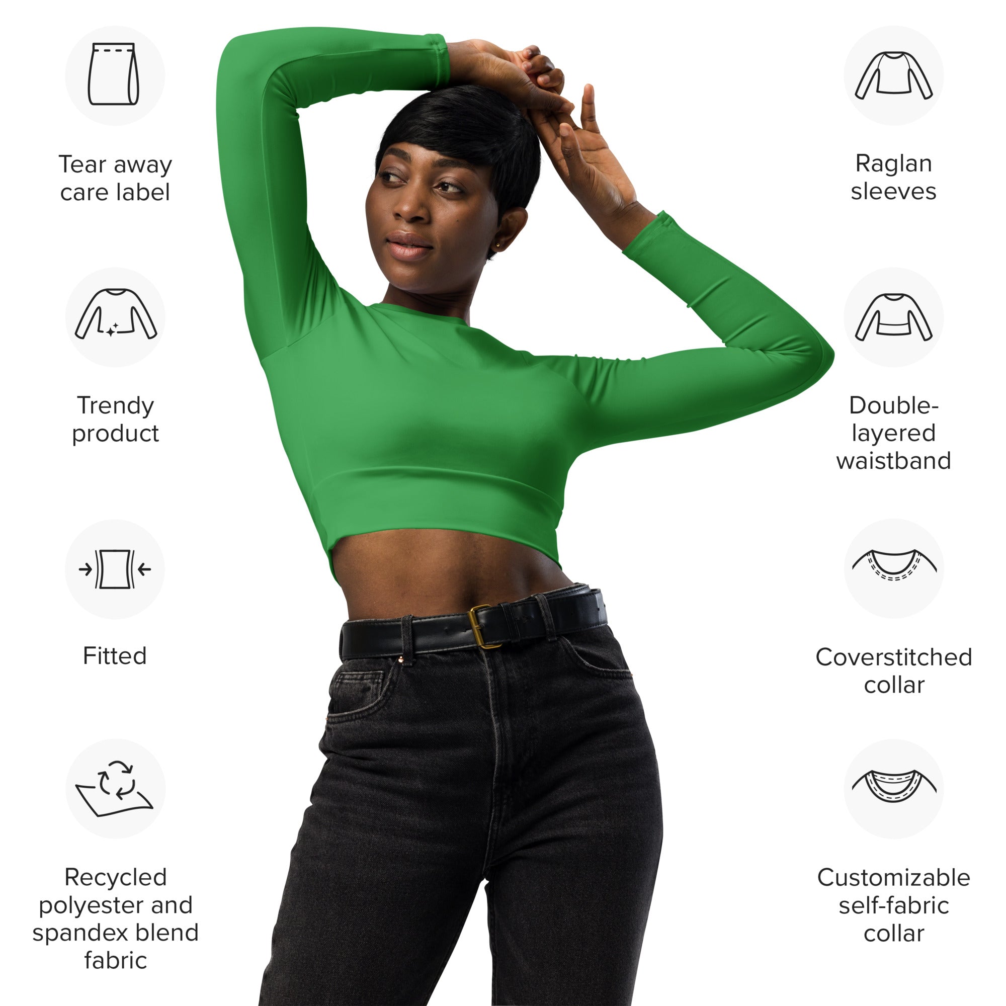Clover Green Recycled Long-sleeve Crop Top