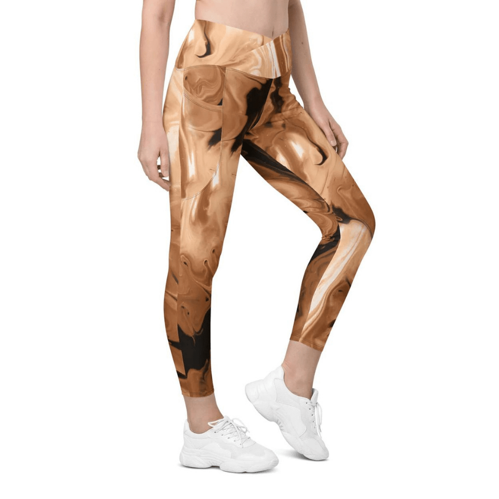 Coffee Essence Crossover Leggings With Pockets