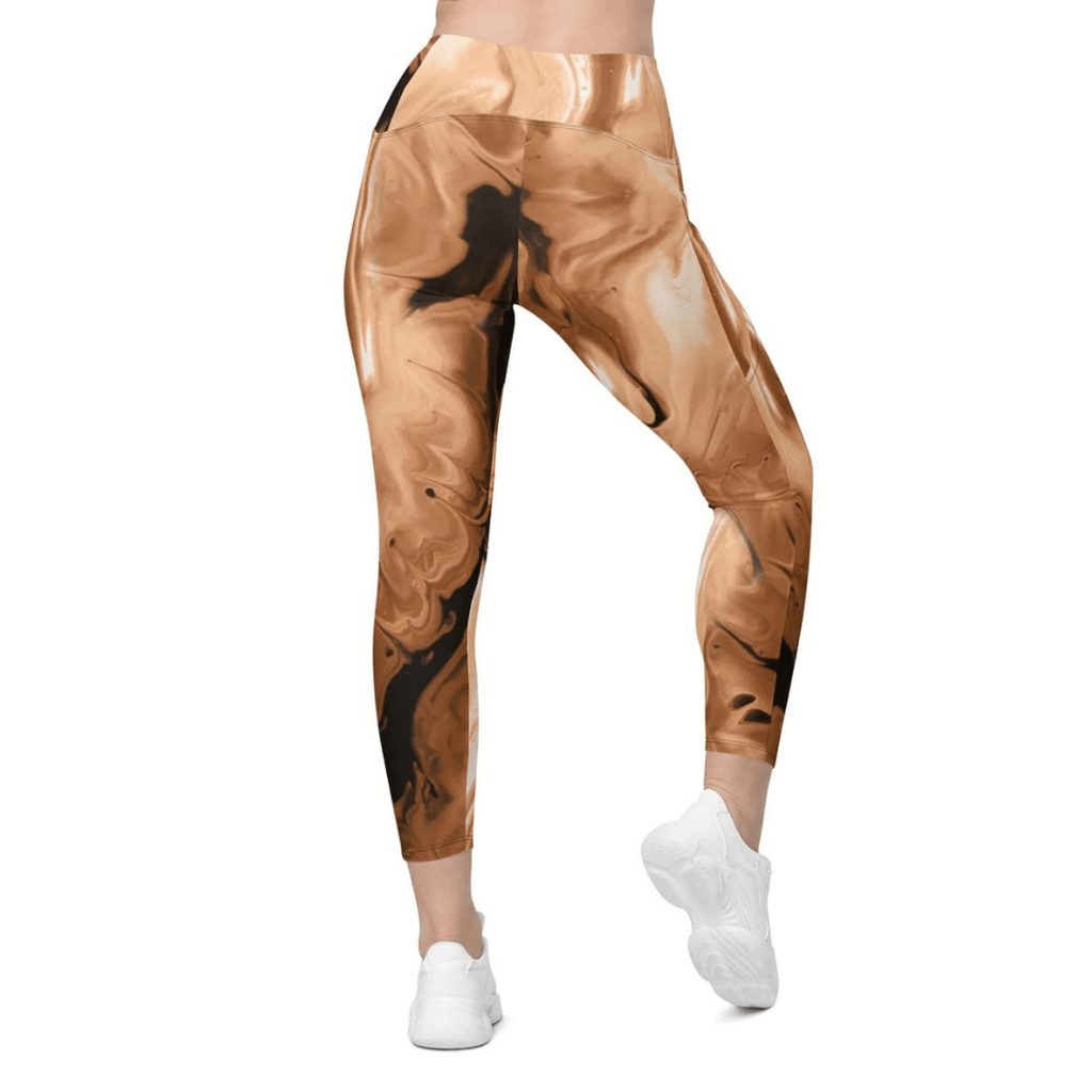 Coffee Essence Crossover Leggings With Pockets