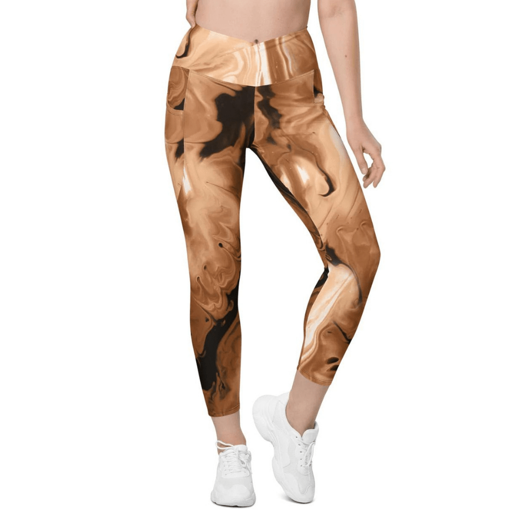 Coffee Essence Crossover Leggings With Pockets