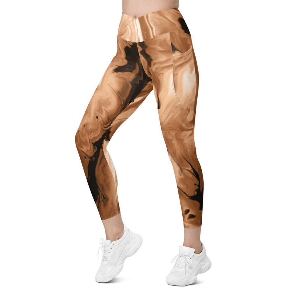 Coffee Essence Crossover Leggings With Pockets