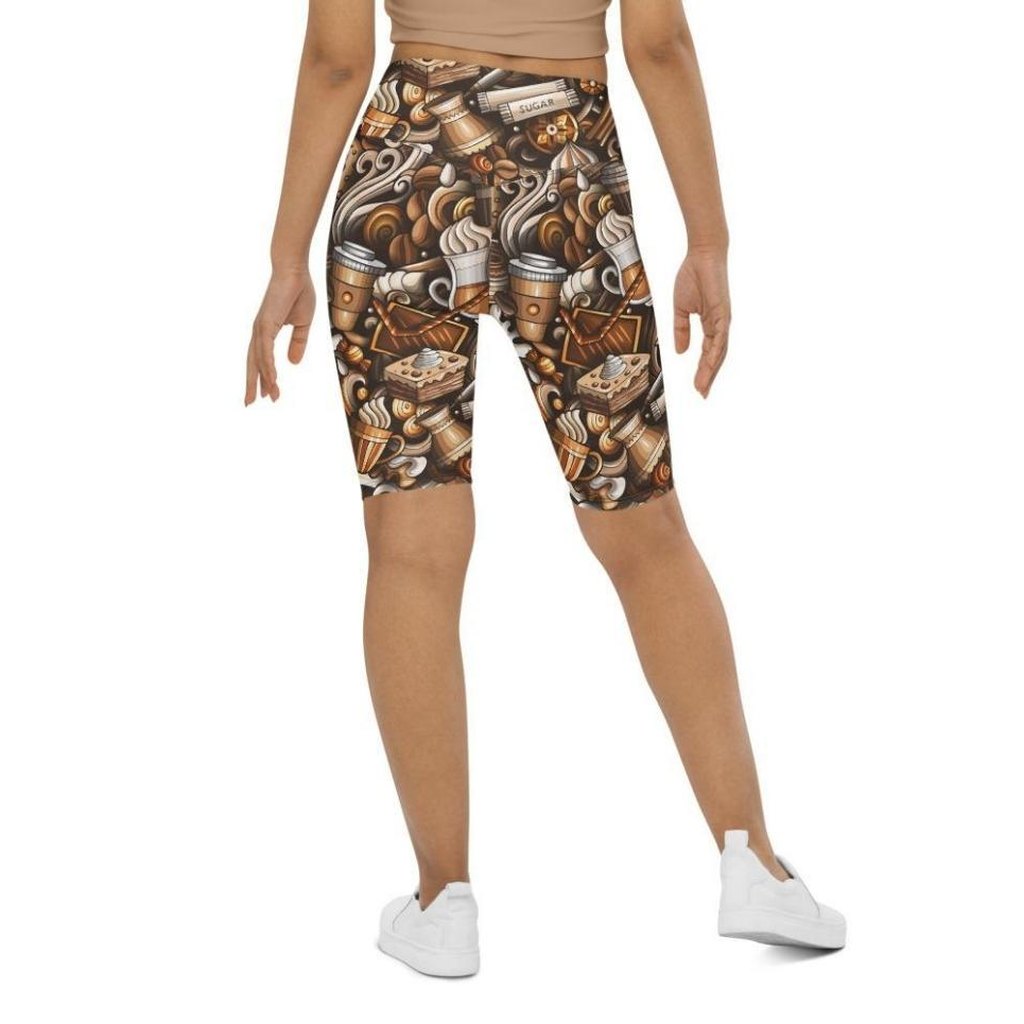 Coffee Shop Print Biker Shorts