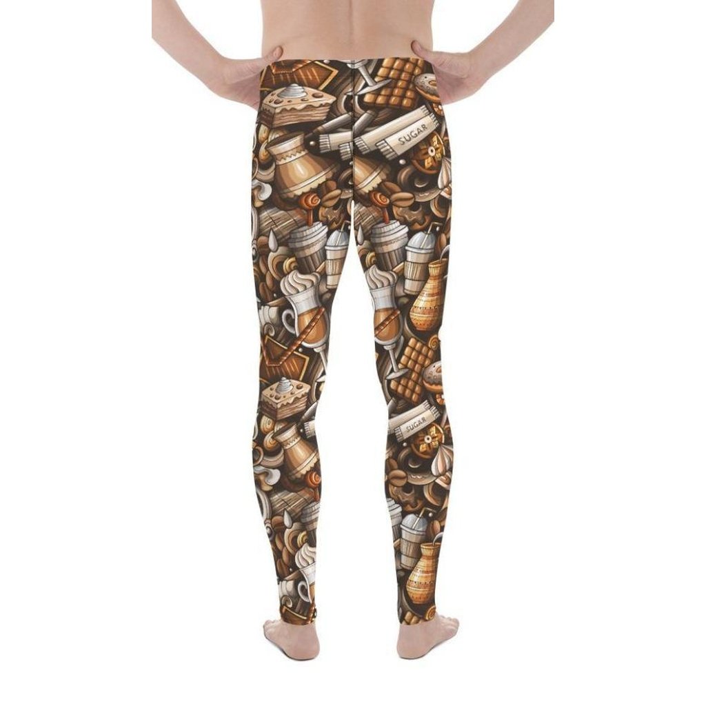 Coffee Shop Print Men's Leggings