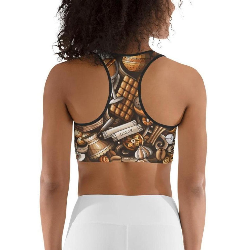 Coffee Shop Print Sports Bra