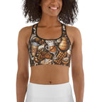 Coffee Shop Print Sports Bra