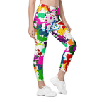 Color Splash Crossover Leggings With Pockets