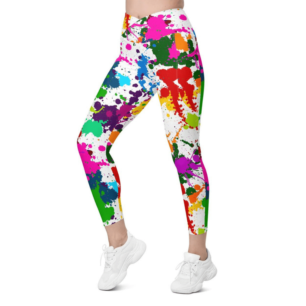 Color Splash Crossover Leggings With Pockets