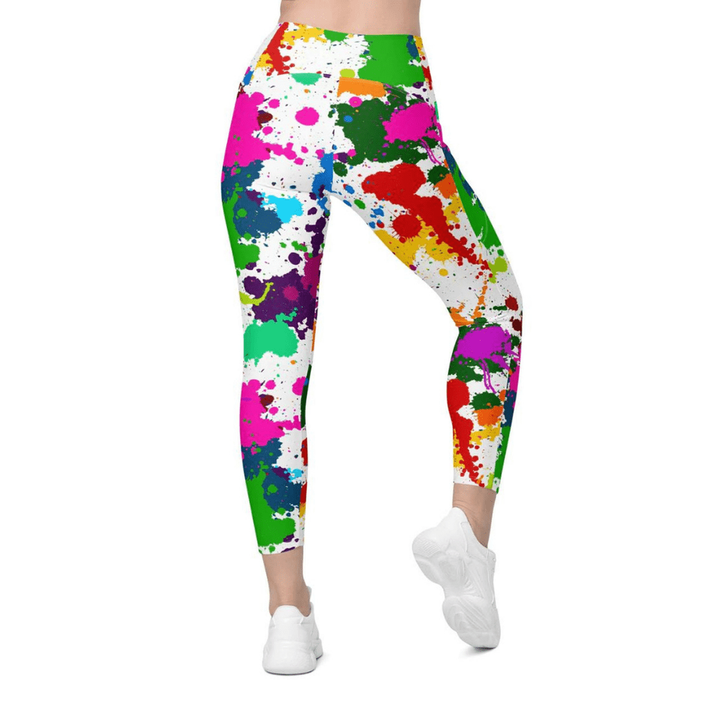 Color Splash Crossover Leggings With Pockets