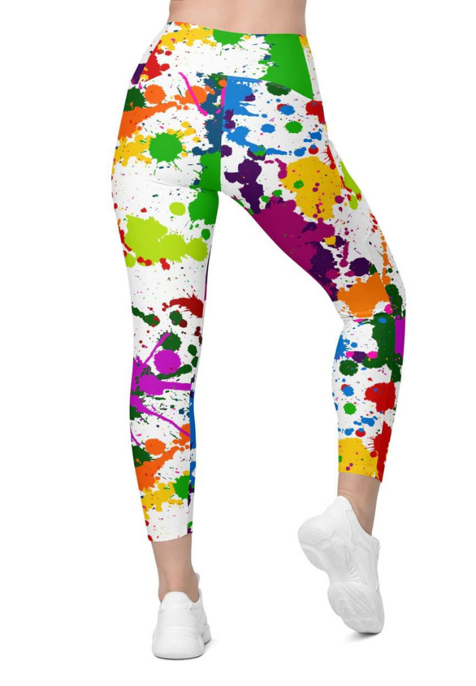 Color Splash Leggings With Pockets