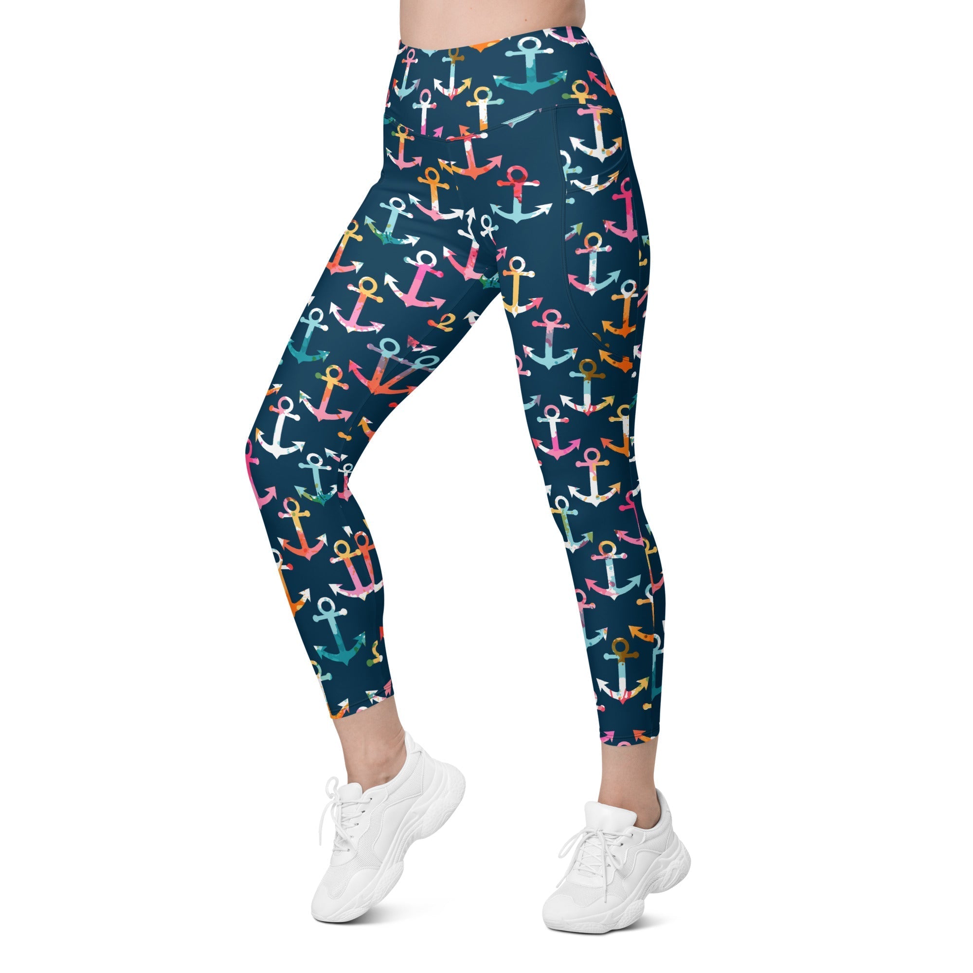 Colorful Anchor Leggings With Pockets