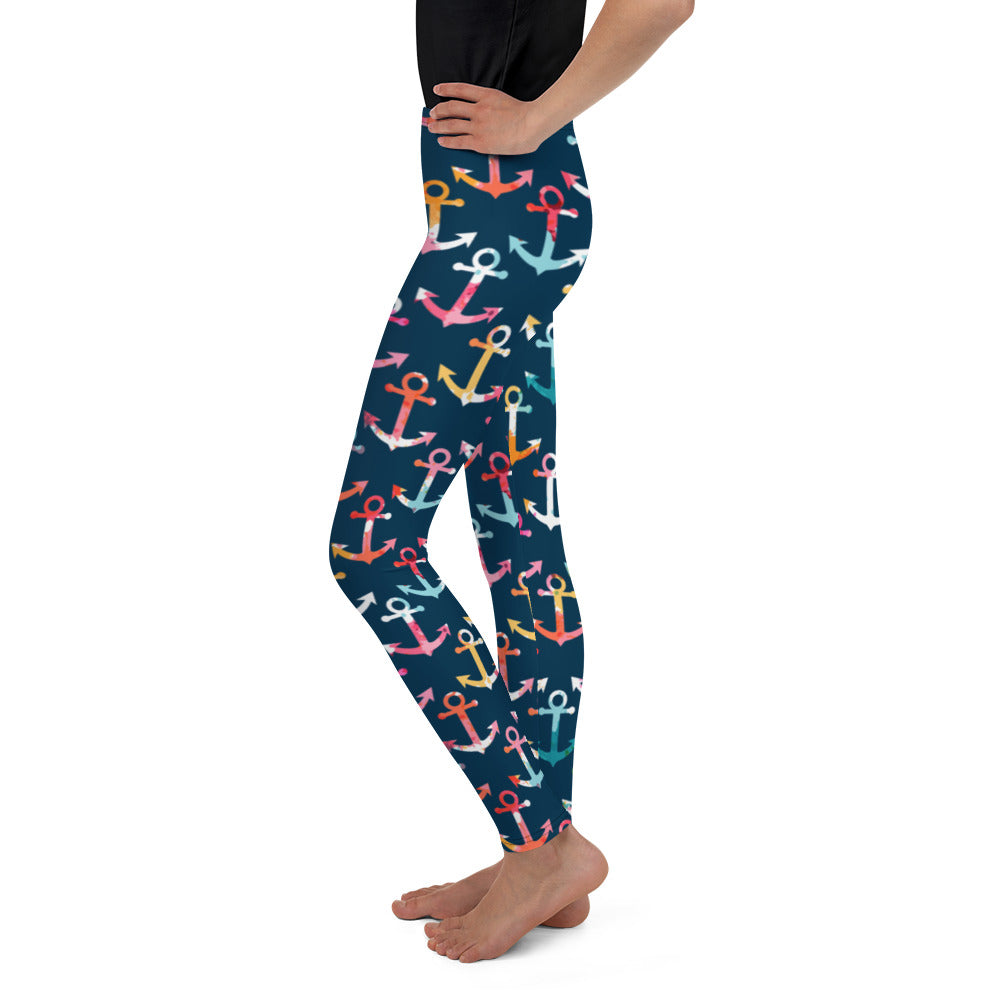 Colorful Anchor Youth Leggings