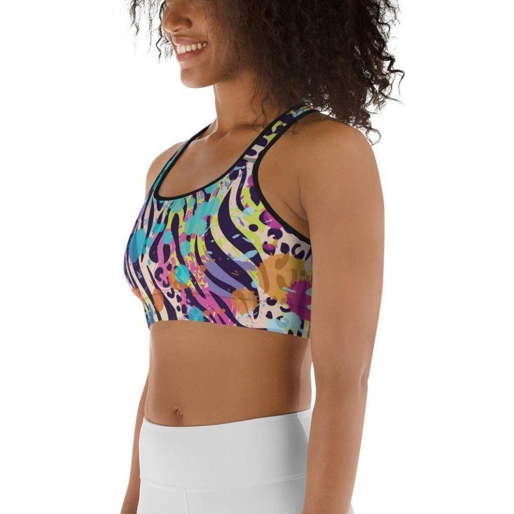 Colorful Animal Print Symbiosis Sports Bra