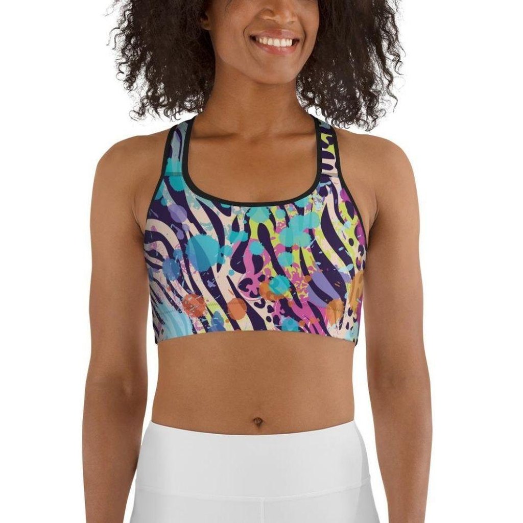 Colorful Animal Print Symbiosis Sports Bra