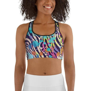 Colorful Animal Print Symbiosis Sports Bra