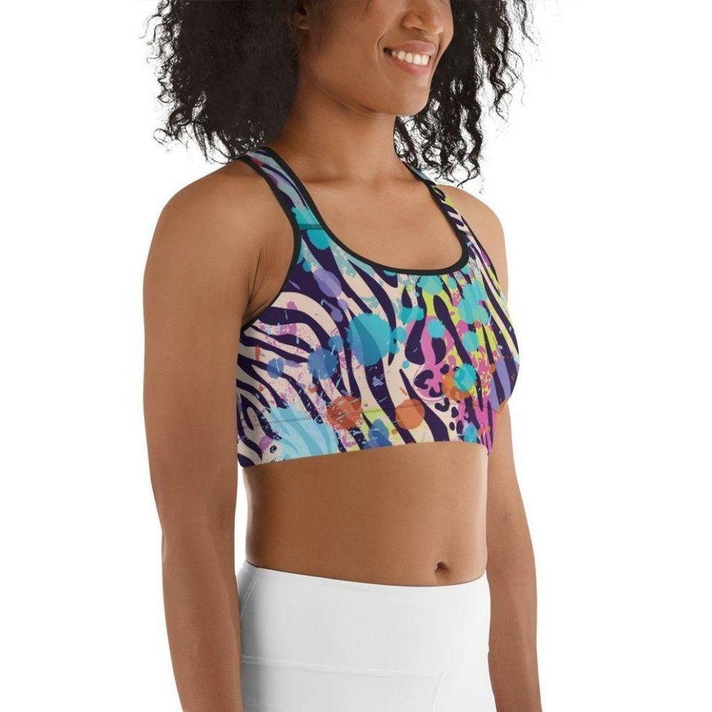 Colorful Animal Print Symbiosis Sports Bra