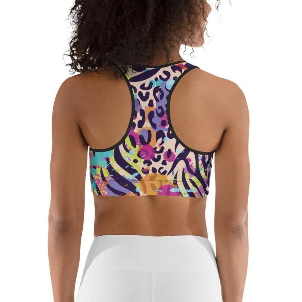 Colorful Animal Print Symbiosis Sports Bra