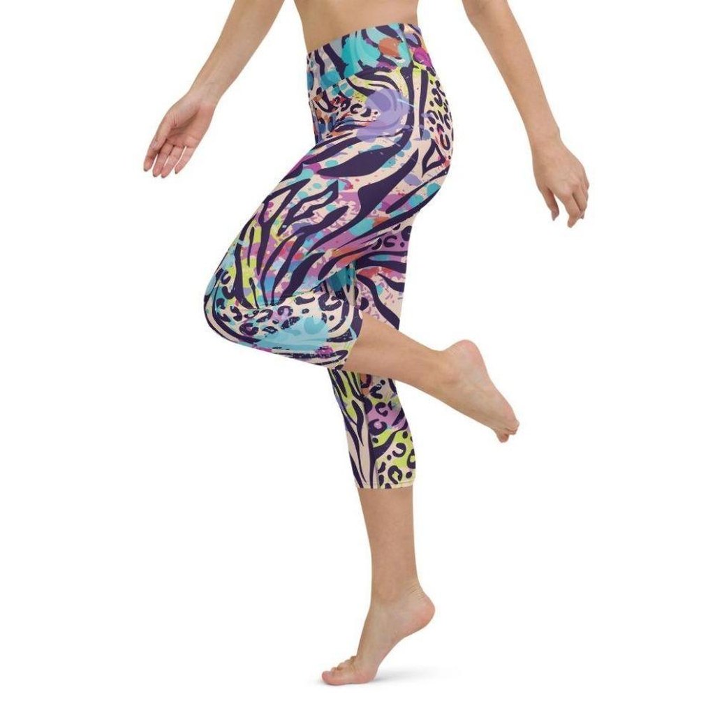 Colorful Animal Print Symbiosis Yoga Capris