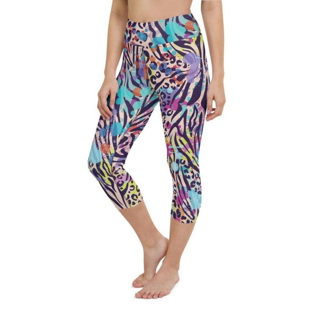 Colorful Animal Print Symbiosis Yoga Capris