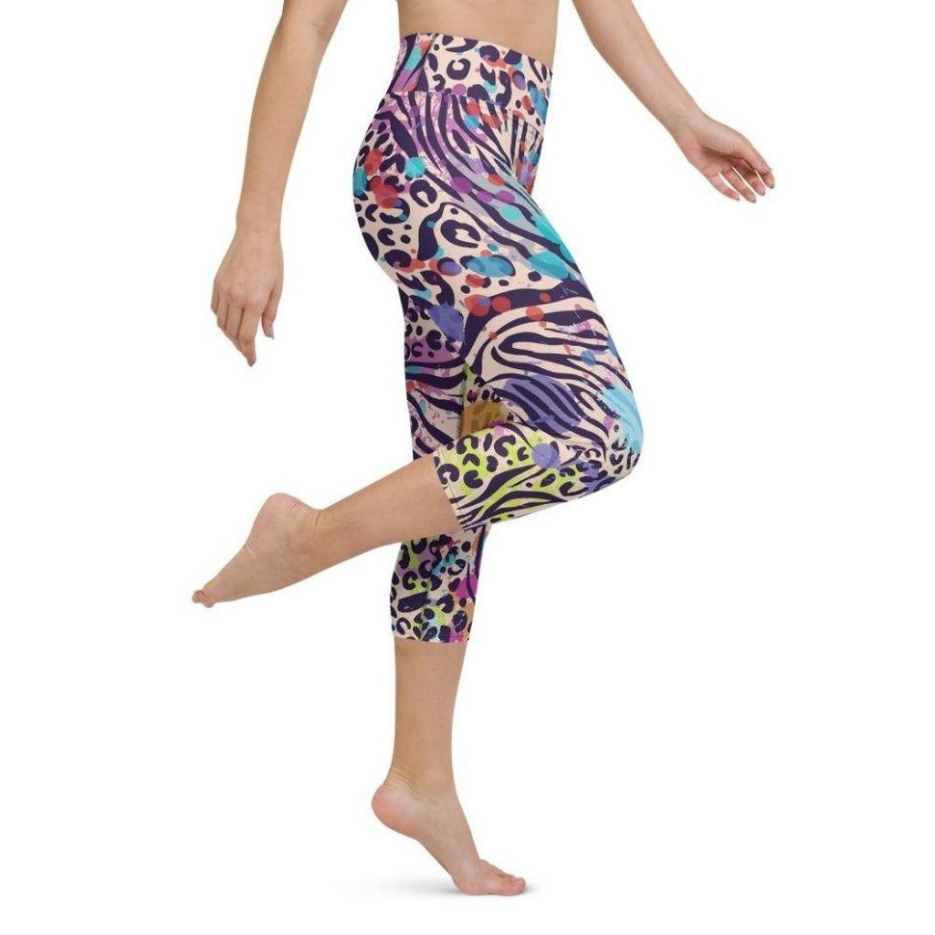 Colorful Animal Print Symbiosis Yoga Capris
