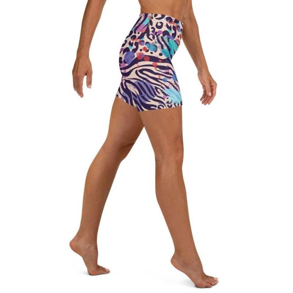 Colorful Animal Print Symbiosis Yoga Shorts