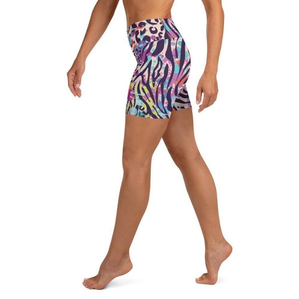 Colorful Animal Print Symbiosis Yoga Shorts